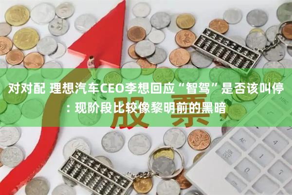 对对配 理想汽车CEO李想回应“智驾”是否该叫停: 现阶段比较像黎明前的黑暗