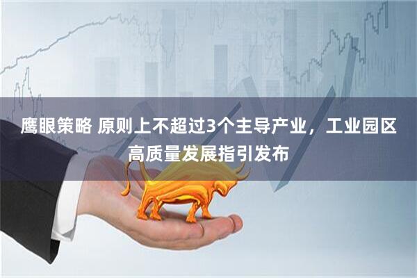 鹰眼策略 原则上不超过3个主导产业，工业园区高质量发展指引发布